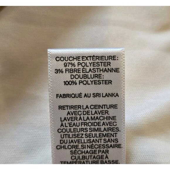 Express V Neck Short Sleeve Midi Dress Tortoise Sell Buttons Lined Ivory Beige S - Picture 10 of 12